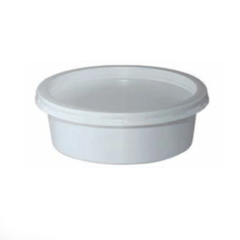200 CC PLASTIC BOWL WITH LID WHITE RIPPLE
